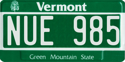 VT license plate NUE985