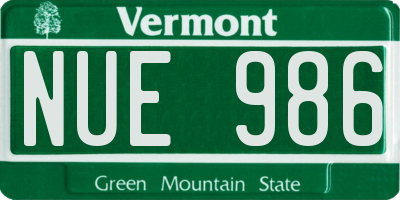VT license plate NUE986
