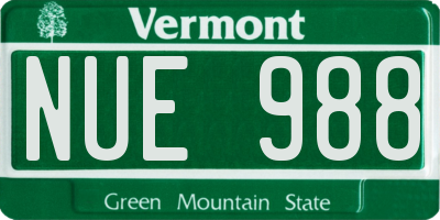 VT license plate NUE988