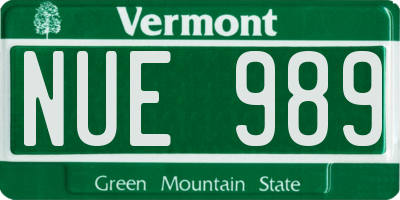 VT license plate NUE989