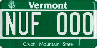 VT license plate NUF000