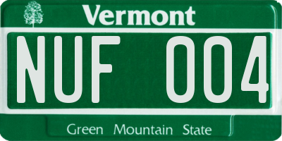 VT license plate NUF004