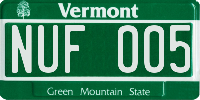VT license plate NUF005