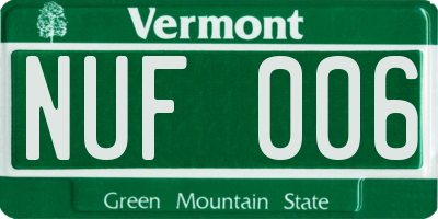 VT license plate NUF006