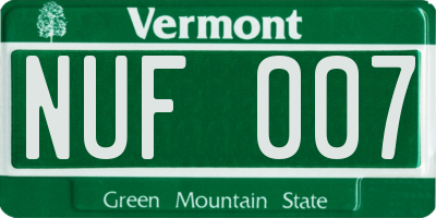 VT license plate NUF007