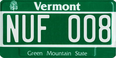 VT license plate NUF008