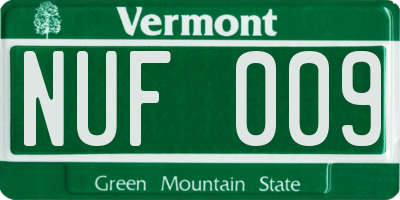 VT license plate NUF009