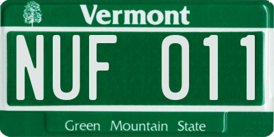 VT license plate NUF011