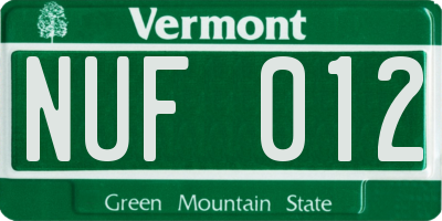 VT license plate NUF012