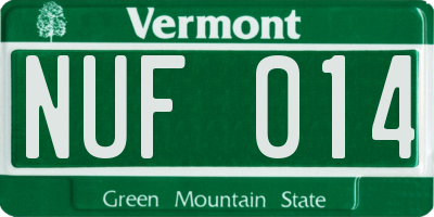 VT license plate NUF014