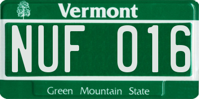 VT license plate NUF016