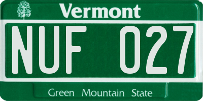 VT license plate NUF027