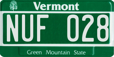 VT license plate NUF028