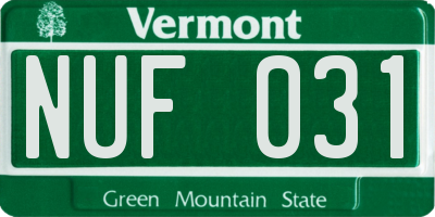VT license plate NUF031