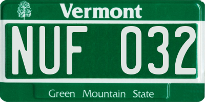 VT license plate NUF032