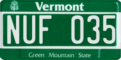 VT license plate NUF035