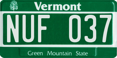 VT license plate NUF037