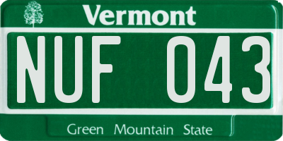 VT license plate NUF043