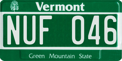 VT license plate NUF046