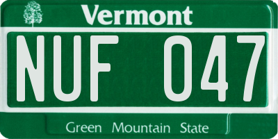 VT license plate NUF047