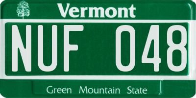 VT license plate NUF048