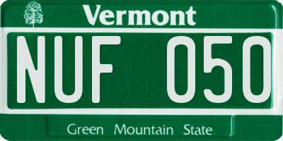 VT license plate NUF050