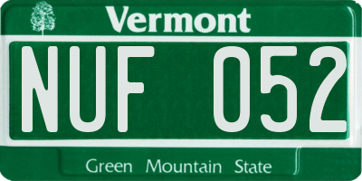 VT license plate NUF052