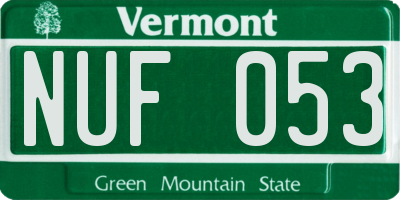 VT license plate NUF053