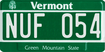 VT license plate NUF054
