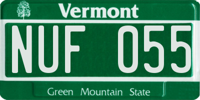 VT license plate NUF055