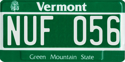 VT license plate NUF056