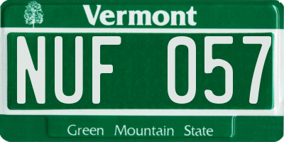 VT license plate NUF057