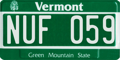 VT license plate NUF059