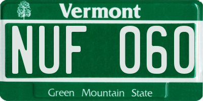 VT license plate NUF060