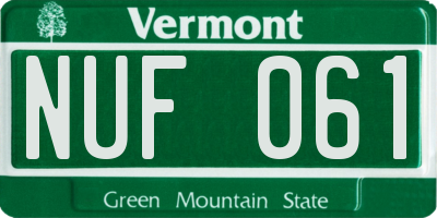 VT license plate NUF061