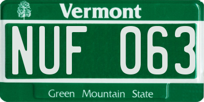 VT license plate NUF063
