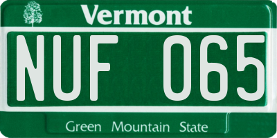 VT license plate NUF065
