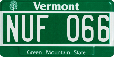 VT license plate NUF066