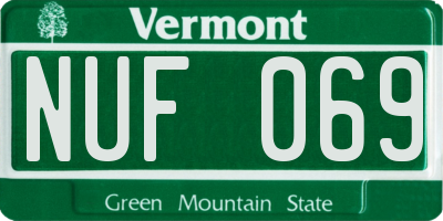 VT license plate NUF069