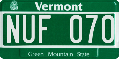 VT license plate NUF070