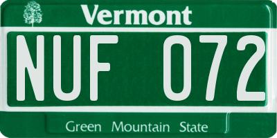 VT license plate NUF072