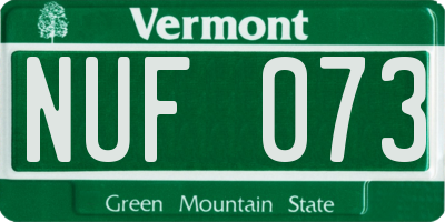 VT license plate NUF073