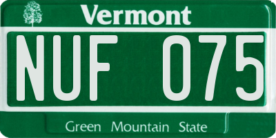 VT license plate NUF075