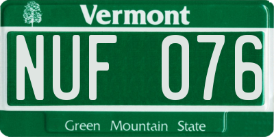 VT license plate NUF076