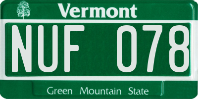 VT license plate NUF078