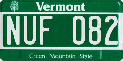 VT license plate NUF082