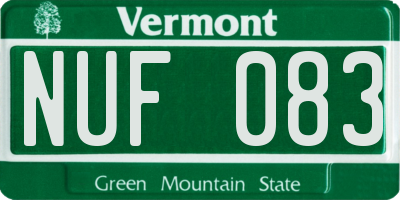 VT license plate NUF083
