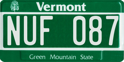 VT license plate NUF087
