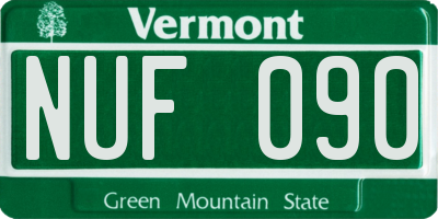 VT license plate NUF090