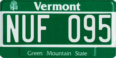 VT license plate NUF095